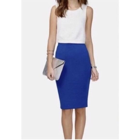 J CREW 100% Wool No‎ 2 Pencil Skirt Royal Blue Knee Length Fitted Lined Size 4 - Picture 7 of 14